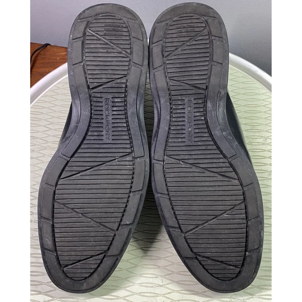 Rockport Men Leather Leader 2 Bike Toe Black Loafer Slip-On Dress Shoe ‎ Sz.11.5